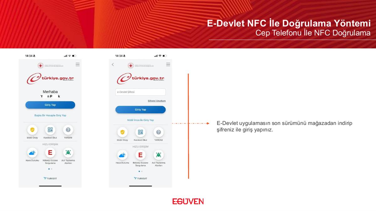 e-Devlet uygulamasına giriş