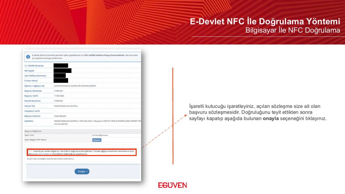 Sözleşme kutucuğu ve onay