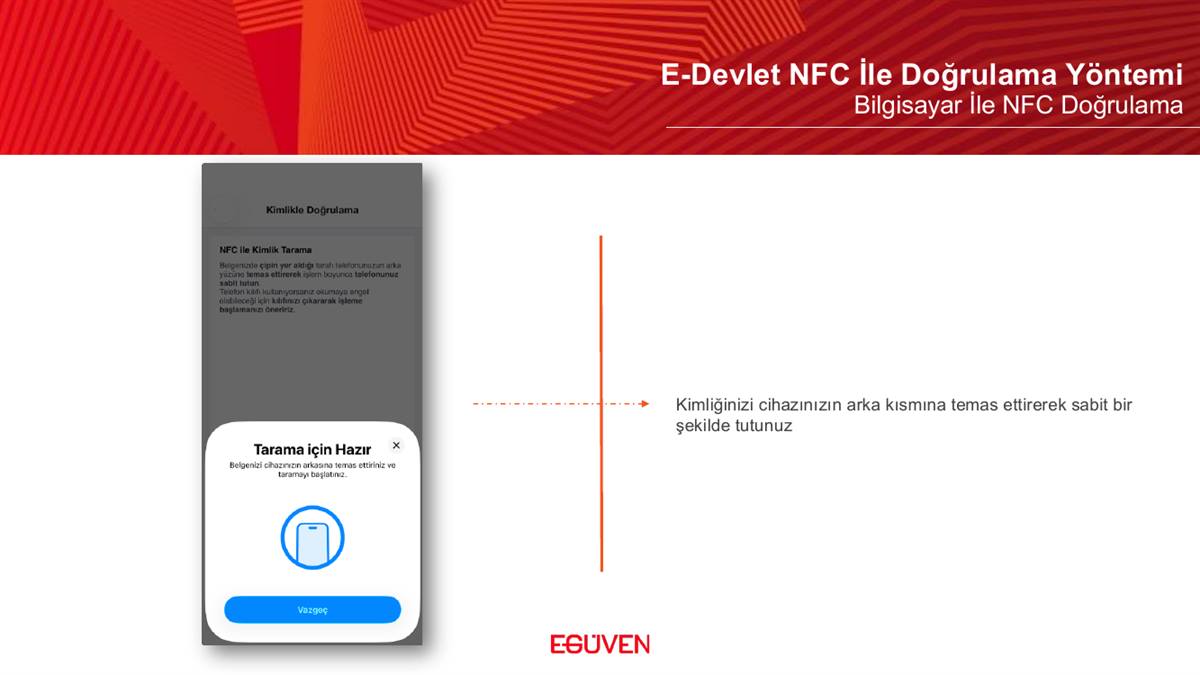 Kimliği telefonun arkasına temas ettirme