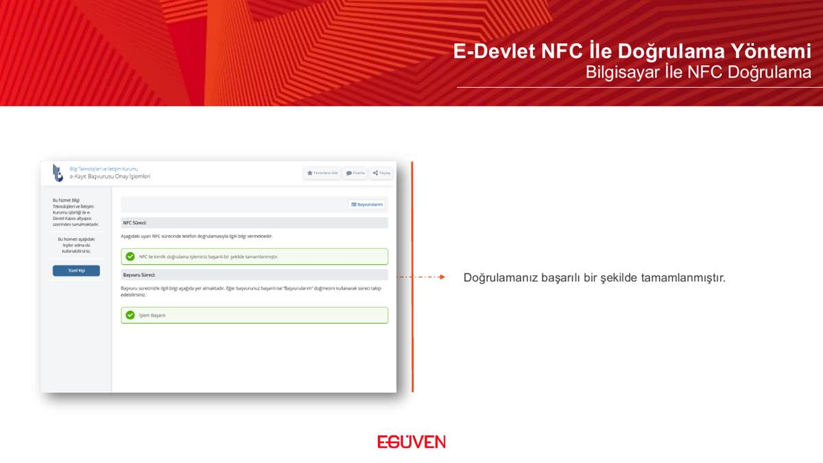 PC NFC doğrulama başarılı