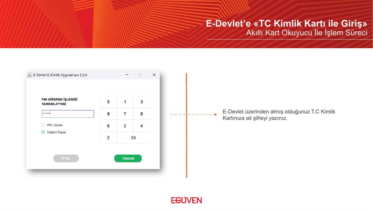 Kimlik kartı şifresi girişi