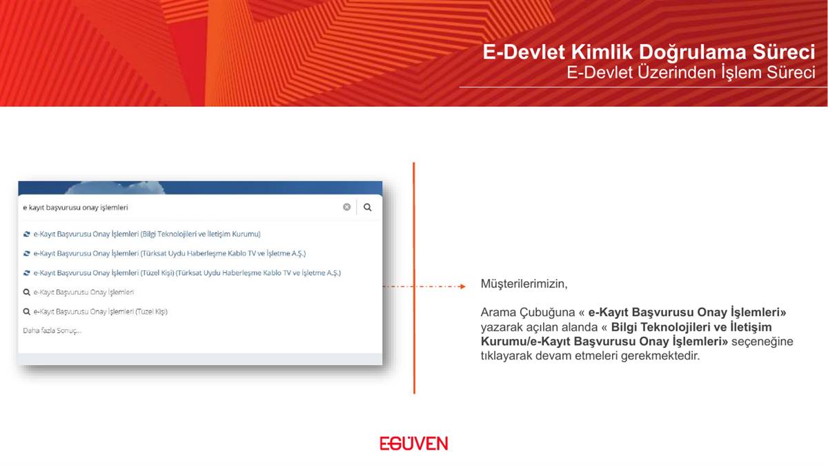 e-Kayıt Başvurusu Onay İşlemleri seçimi