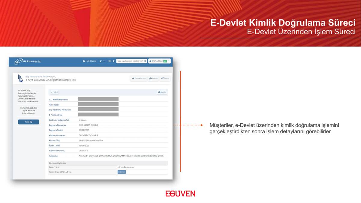 İşlem detayları ekranı