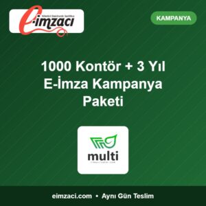 1000 Kontör + 3 Yıl E-İmza Kampanya Paketi – EİMZACI ve Multi Portal logolu ürün görseli